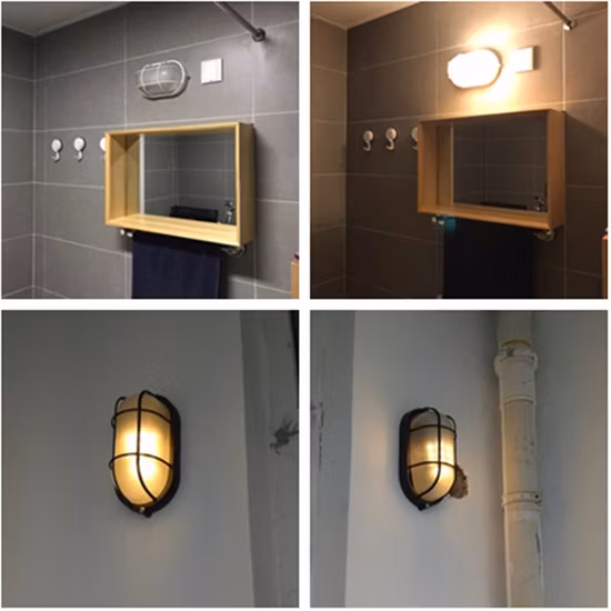 E27 オーバル LED ウォールライトアルミガラスカバー隔壁屋外防水 IP54 レトロ湿気浴室天井ランプ表面実装